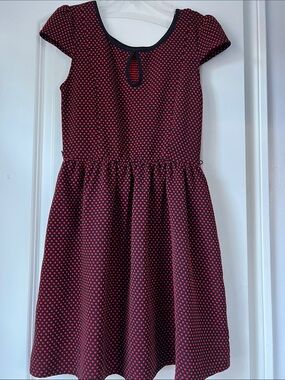 Red and Black Dot Fit-and-Flare Dress